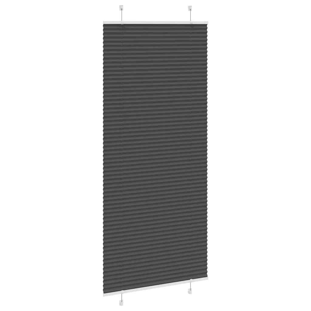 Pleated Blind Black 90x200 cm Fabric Width 89.4 cm Polyester