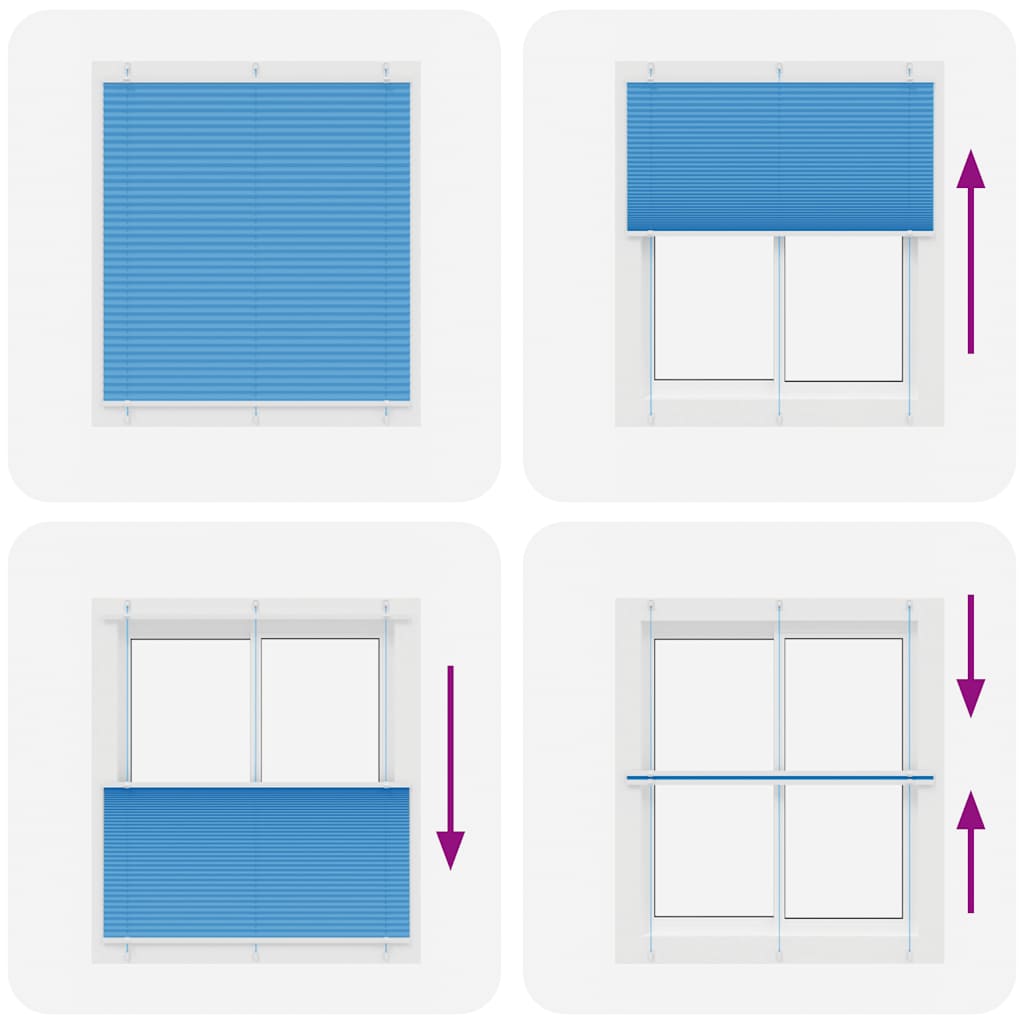 Pleated Blind Blue 115x150 cm Fabric Width 114.4 cm Polyester