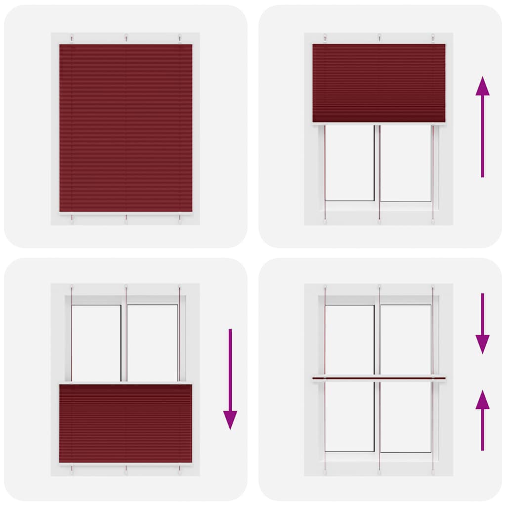 Pleated Blind Bordeaux Red 110x150 cm Fabric Width 109.4 cm Polyester