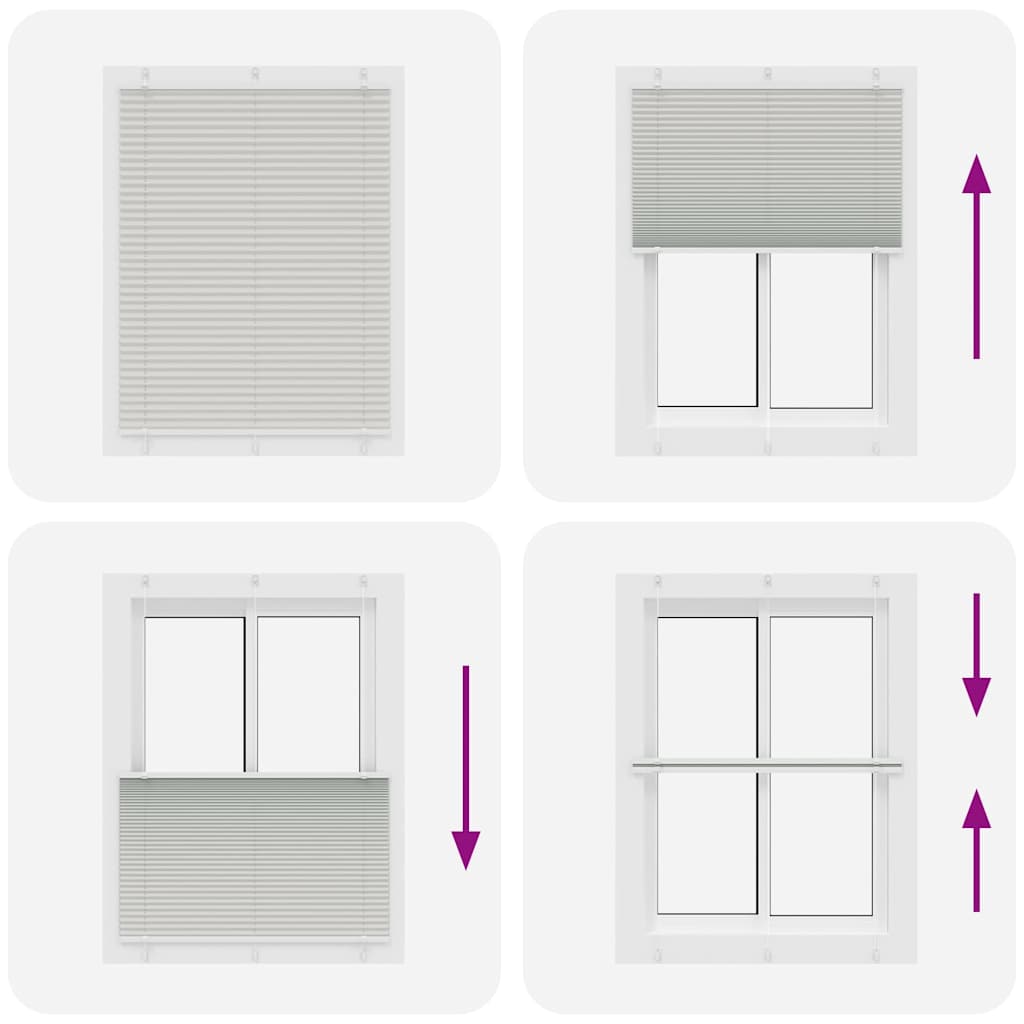 Pleated Blind Light Grey 110x100 cm Fabric Width 109.4 cm Polyester