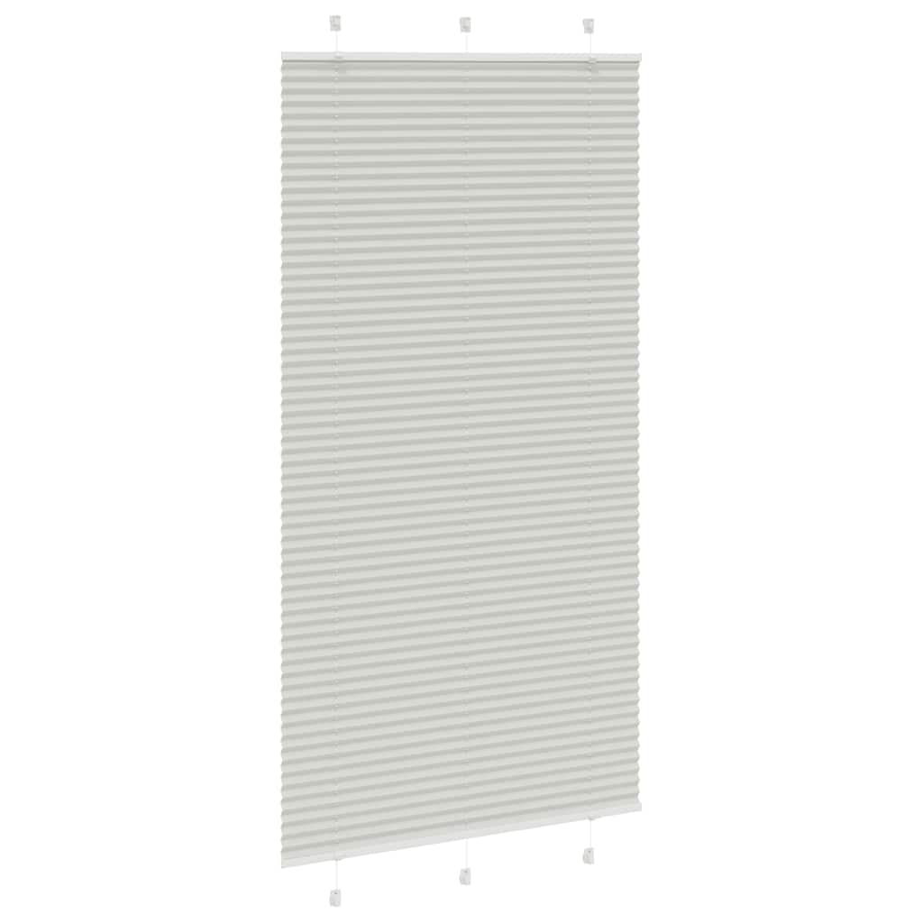 Pleated Blind Light Grey 105x200 cm Fabric Width 104.4 cm Polyester