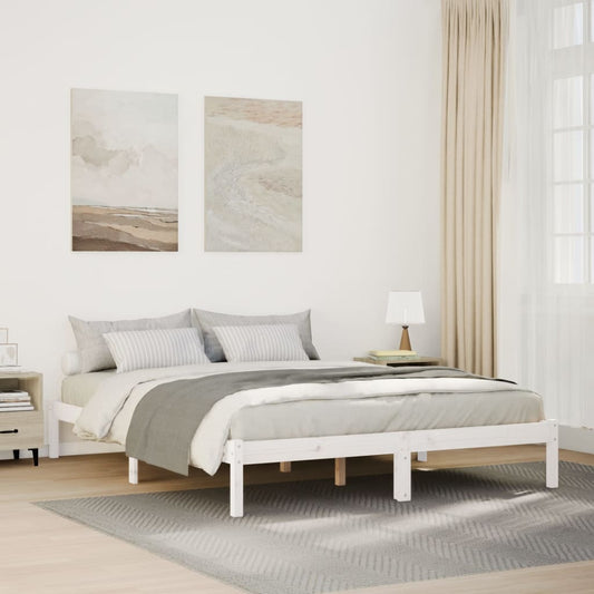 Extra Long Bed Frame without Mattress White 160x210 cm Solid Wood Pine