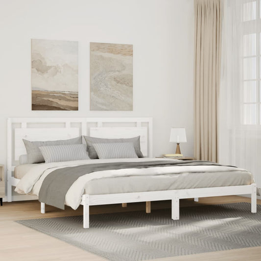 Extra Long Bed Frame without Mattress White 180x220 cm Solid Wood