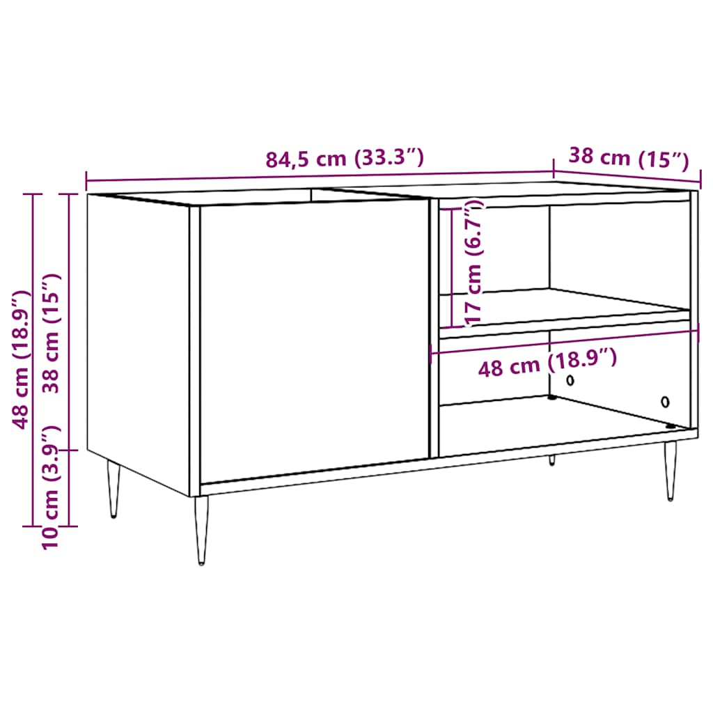 Record Cabinet Old Wood 84.5x38x48 cm Engineered Wood