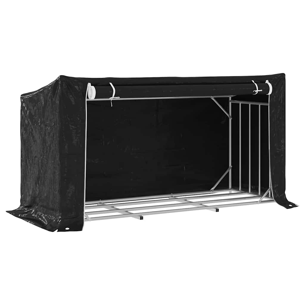 Firewood Rack with Rain Cover 200.5x80.5x110.5 cm Galvanised Steel