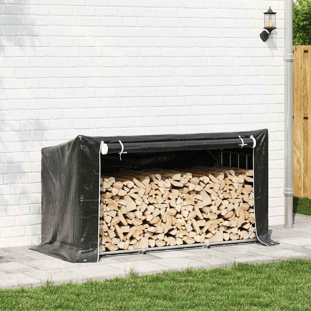 Firewood Rack with Rain Cover 200.5x80.5x110.5 cm Galvanised Steel
