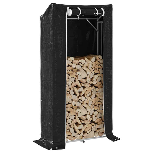Firewood Rack with Rain Cover 100x40x200 cm Galvanised Steel