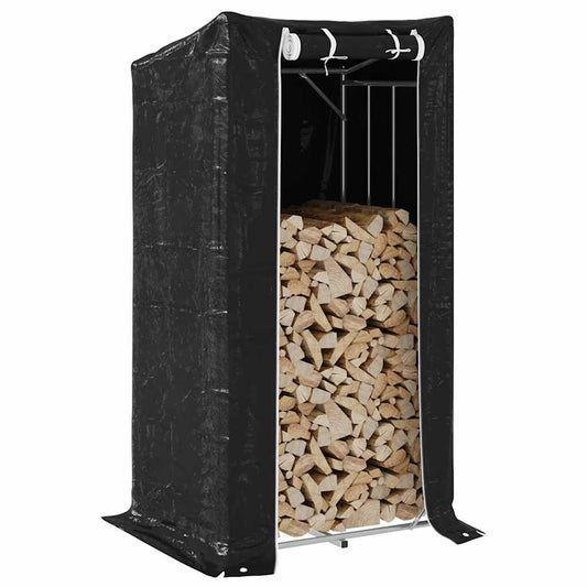 Firewood Rack with Rain Cover 100x80x200 cm Galvanised Steel
