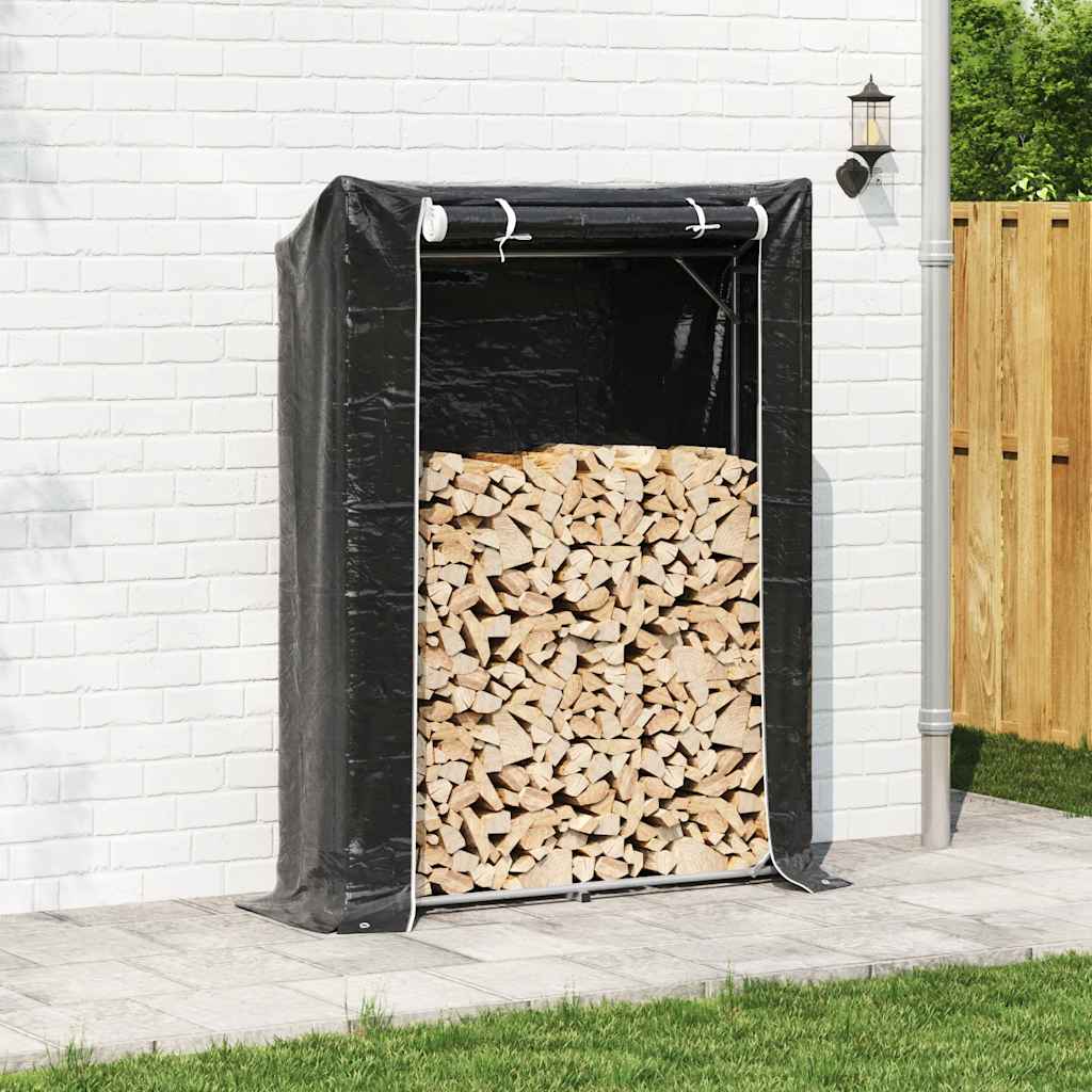 Firewood Rack with Rain Cover 150x40x200 cm Galvanised Steel
