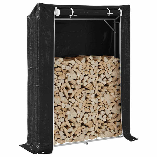 Firewood Rack with Rain Cover 150x40x200 cm Galvanised Steel
