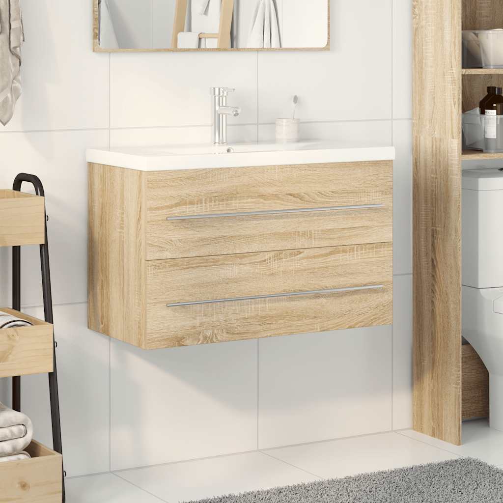 2 Piece Bathroom Furniture Set Sonoma Oak Engineered Wood