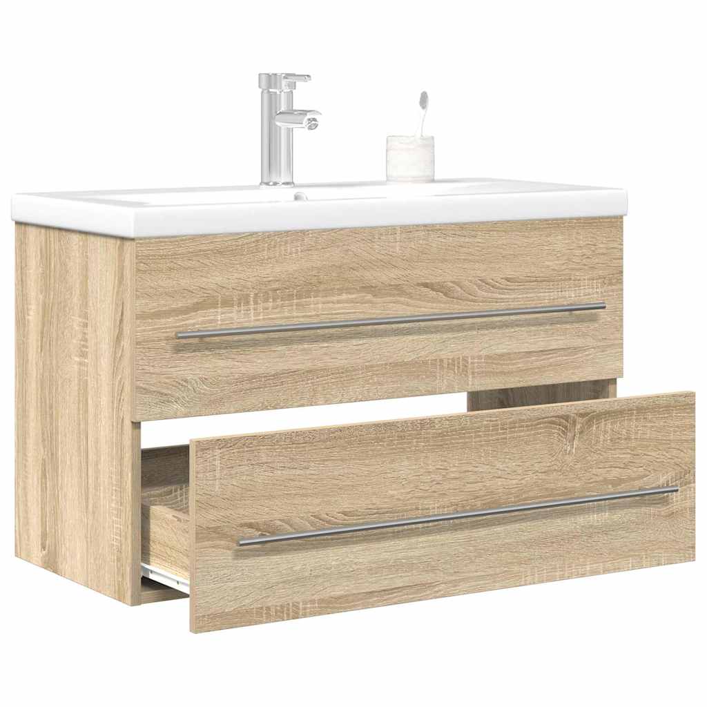 2 Piece Bathroom Furniture Set Sonoma Oak Engineered Wood