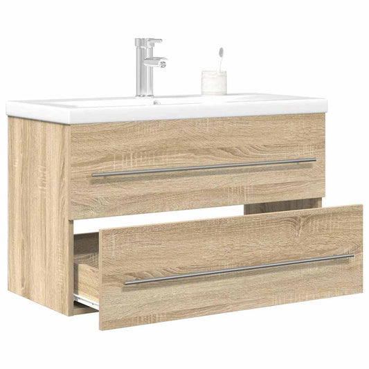2 Piece Bathroom Furniture Set Sonoma Oak Engineered Wood