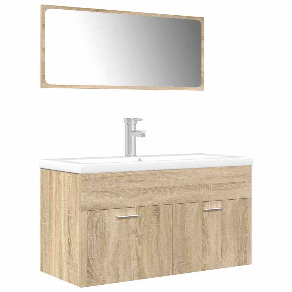 3 Piece Bathroom Furniture Set Sonoma Oak Engineered Wood