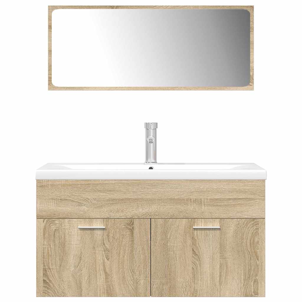 3 Piece Bathroom Furniture Set Sonoma Oak Engineered Wood