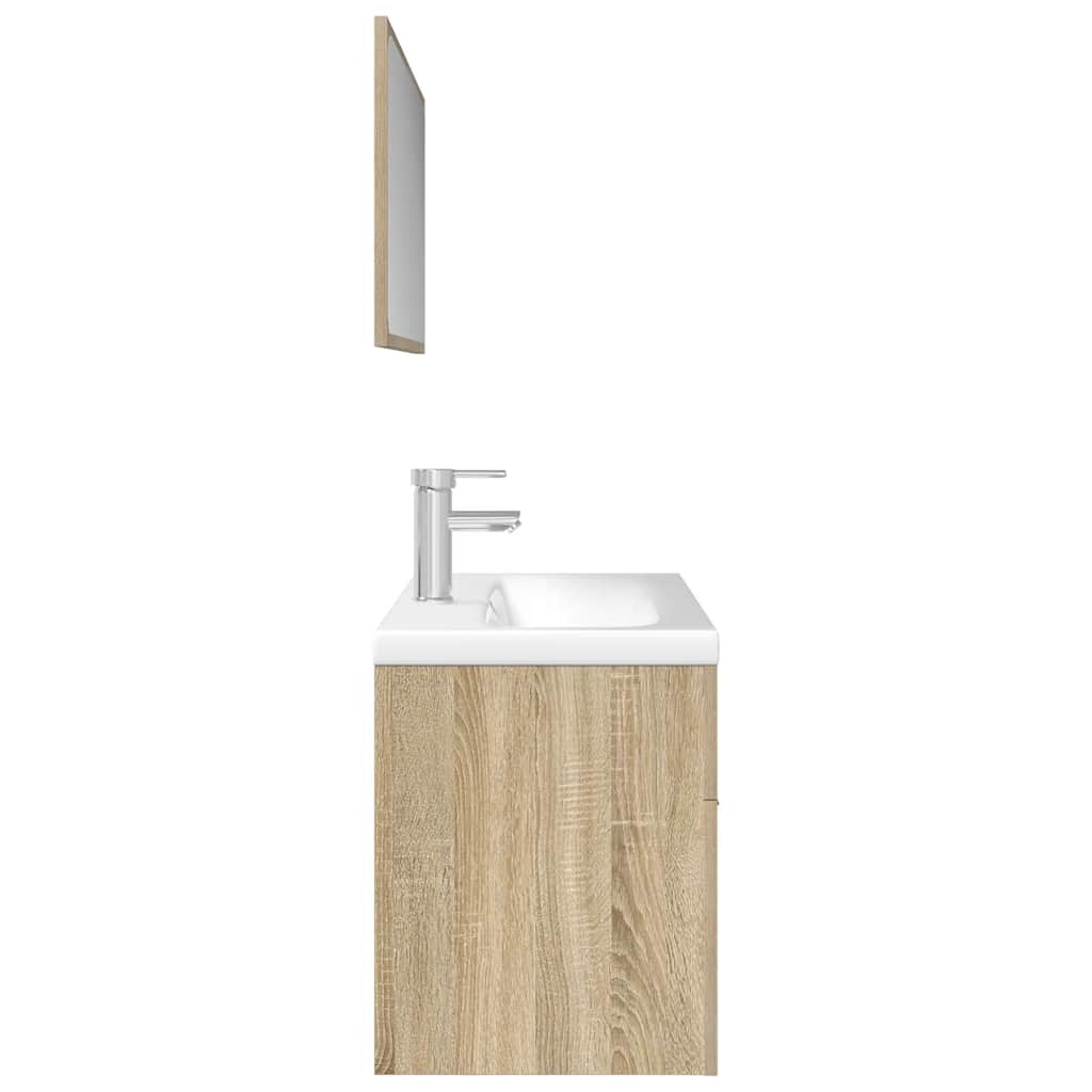 3 Piece Bathroom Furniture Set Sonoma Oak Engineered Wood