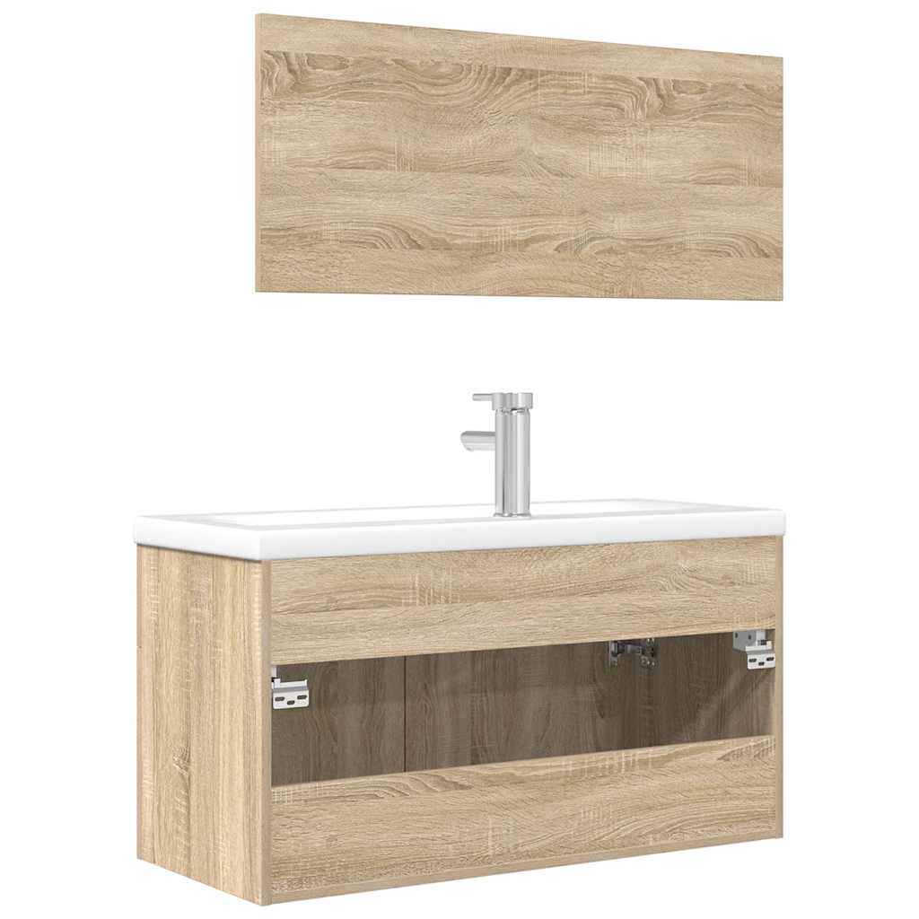 3 Piece Bathroom Furniture Set Sonoma Oak Engineered Wood