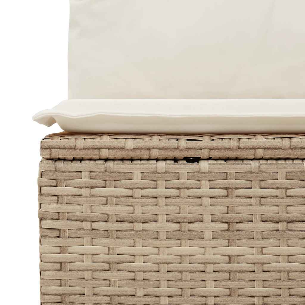 2 Piece Garden Sofa Set with Cushions Beige Poly Rattan Acacia