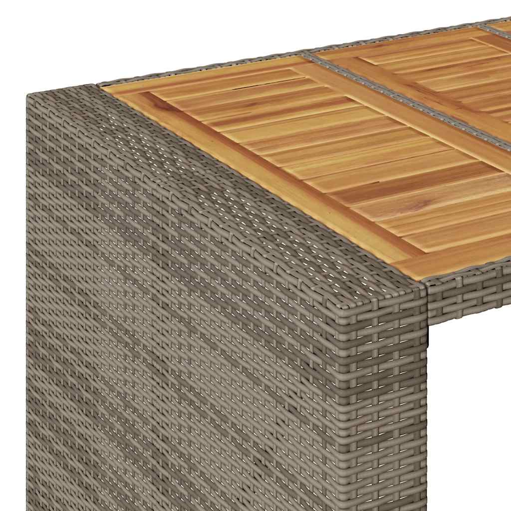 3 Piece Garden Bar Set without Cushions Grey Poly Rattan Acacia