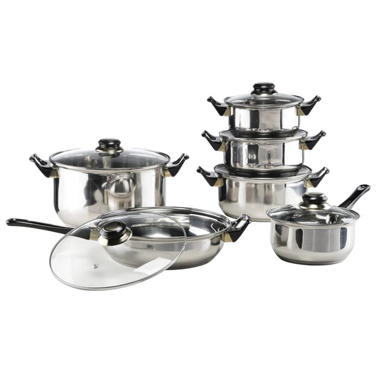 12 Piece Cookware Set Stainless Steel