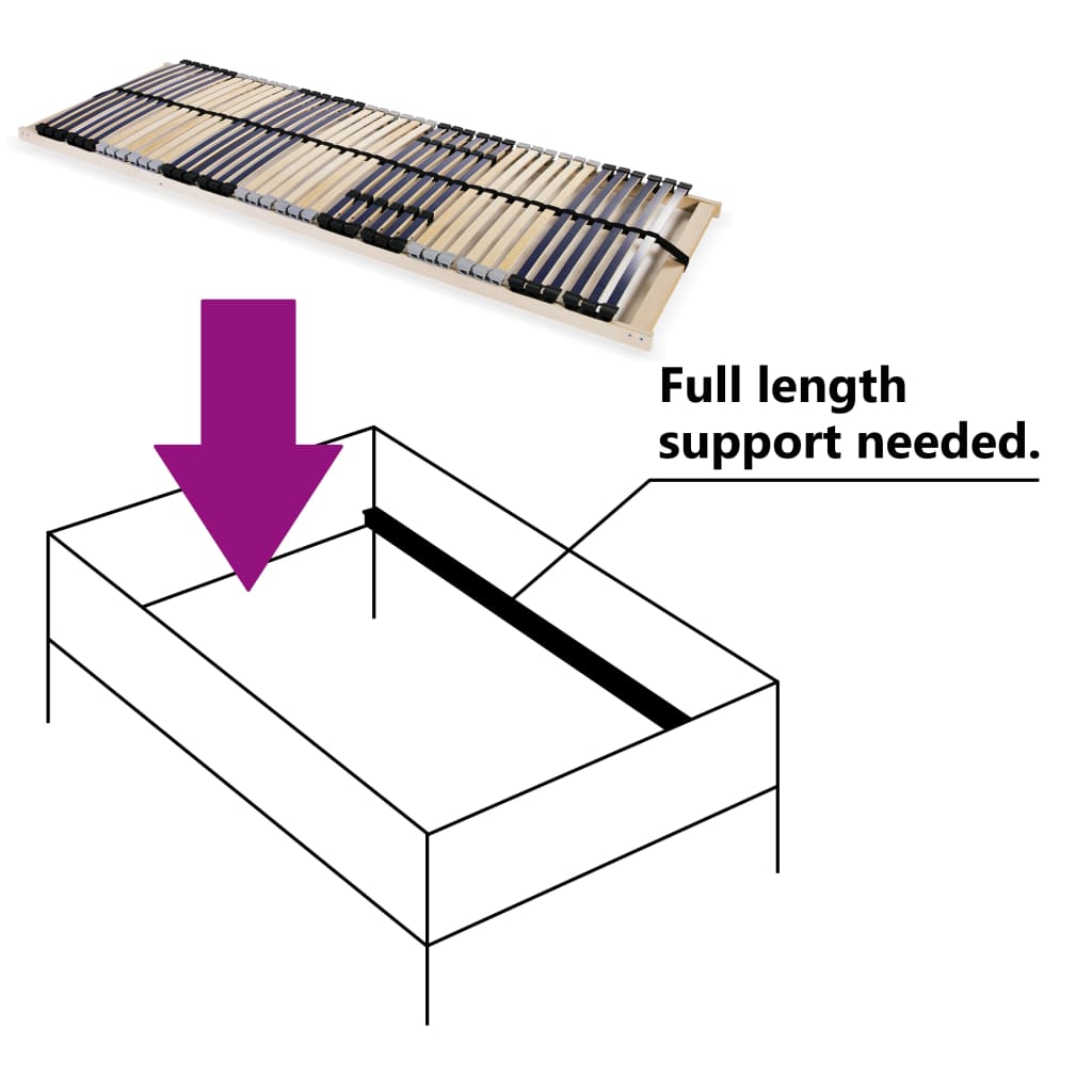 Slatted Bed Base without Mattress with 42 Slats 7 Zones 70x200 cm