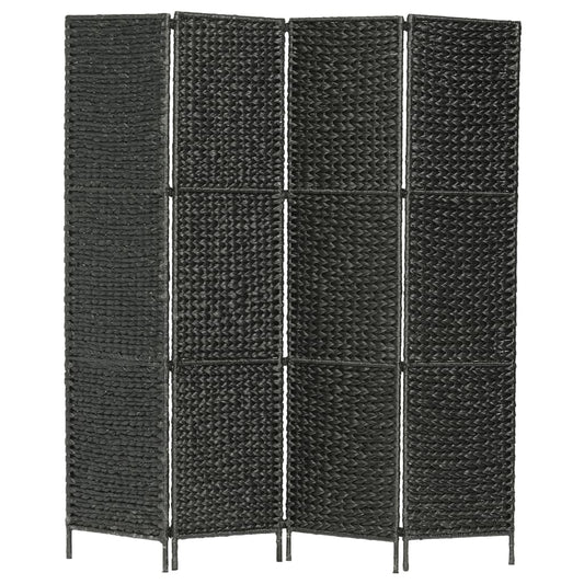 4-Panel Room Divider Black 154x160 cm Water Hyacinth