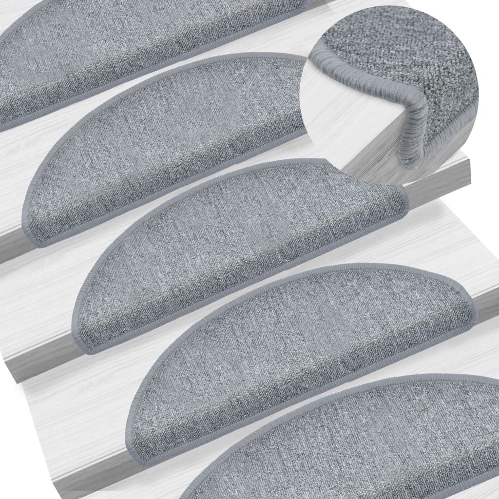 Carpet Stair Treads 15 pcs Light Grey 65x24x4 cm