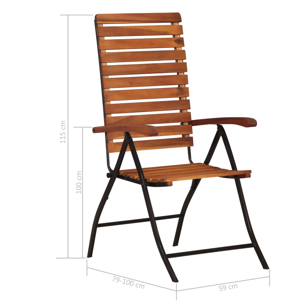 2 pcs Reclining Garden Chairs Solid Acacia Wood