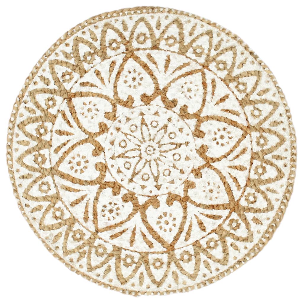 Placemats 6 pcs White 38 cm Round Jute