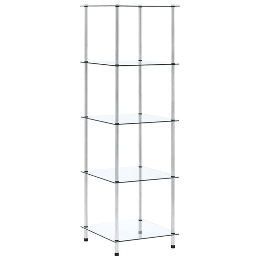 5-Tier Shelf Transparent 40x40x130 cm Tempered Glass
