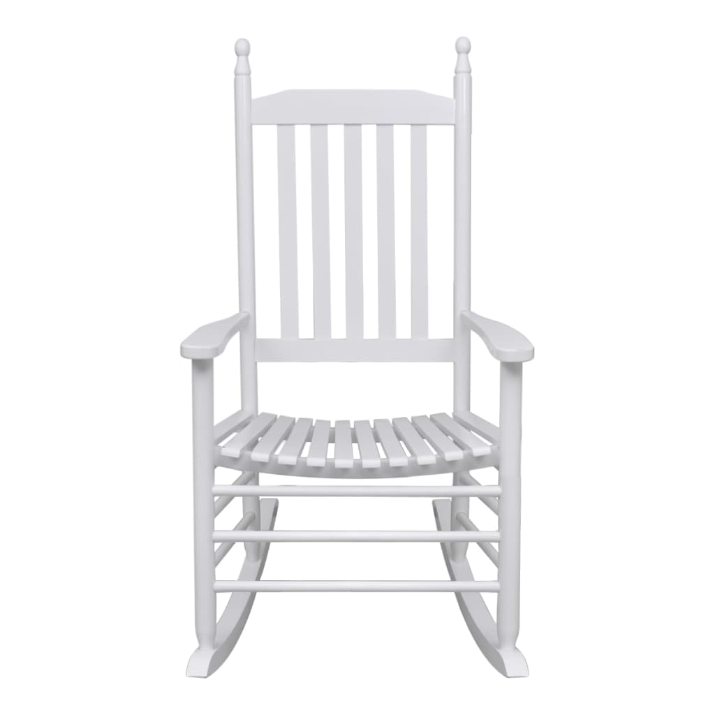 Rocking Chair with Curved Seat White Wood