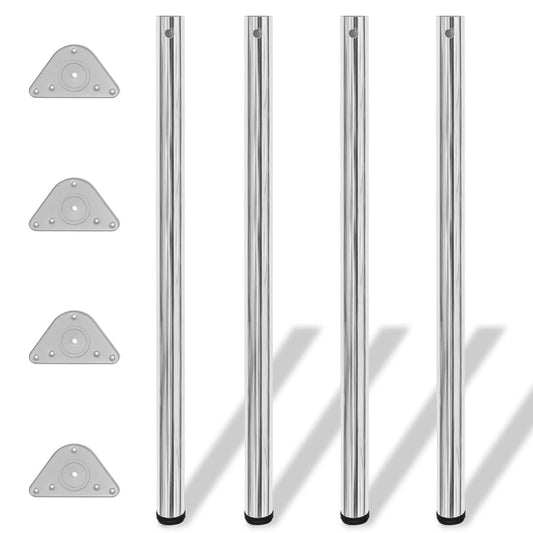 4 Height Adjustable Table Legs Chrome 1100 mm