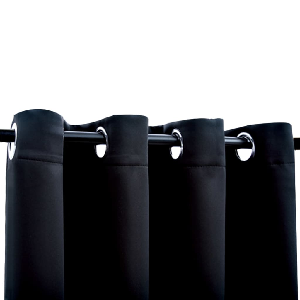 Blackout Curtains with Metal Rings 2 pcs Black 140x225 cm