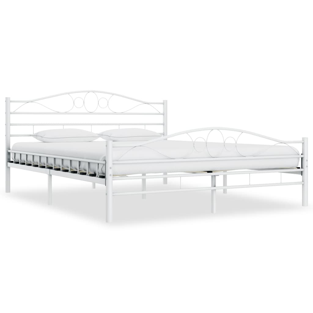 285303 vidaXL Bed Frame White Metal 140x200 cm
