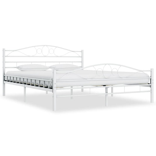 285303 vidaXL Bed Frame White Metal 140x200 cm