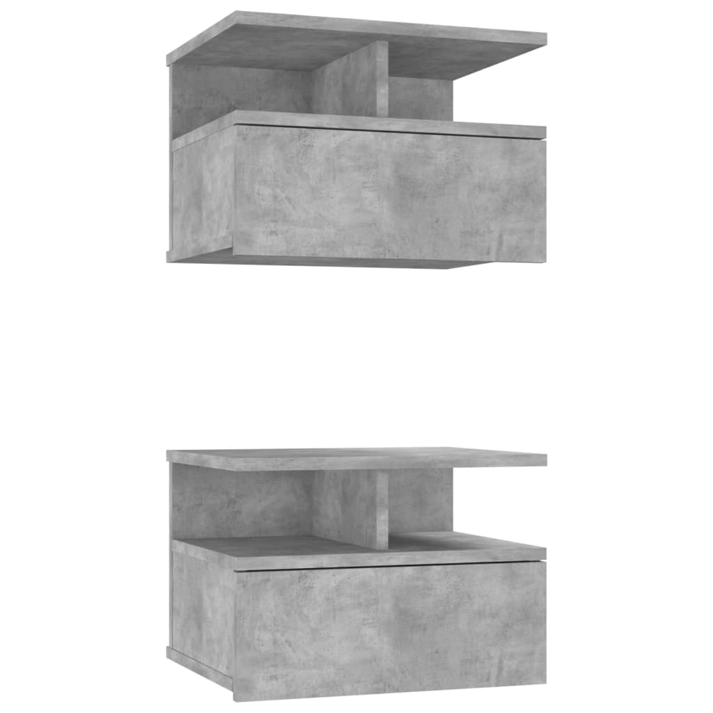 Floating Nightstands 2 pcs Concrete Grey 40x31x27cm Engineered Wood