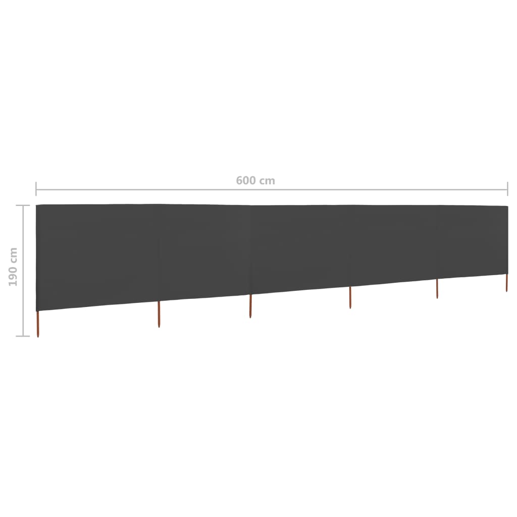5-panel Wind Screen Fabric 600x160 cm Anthracite