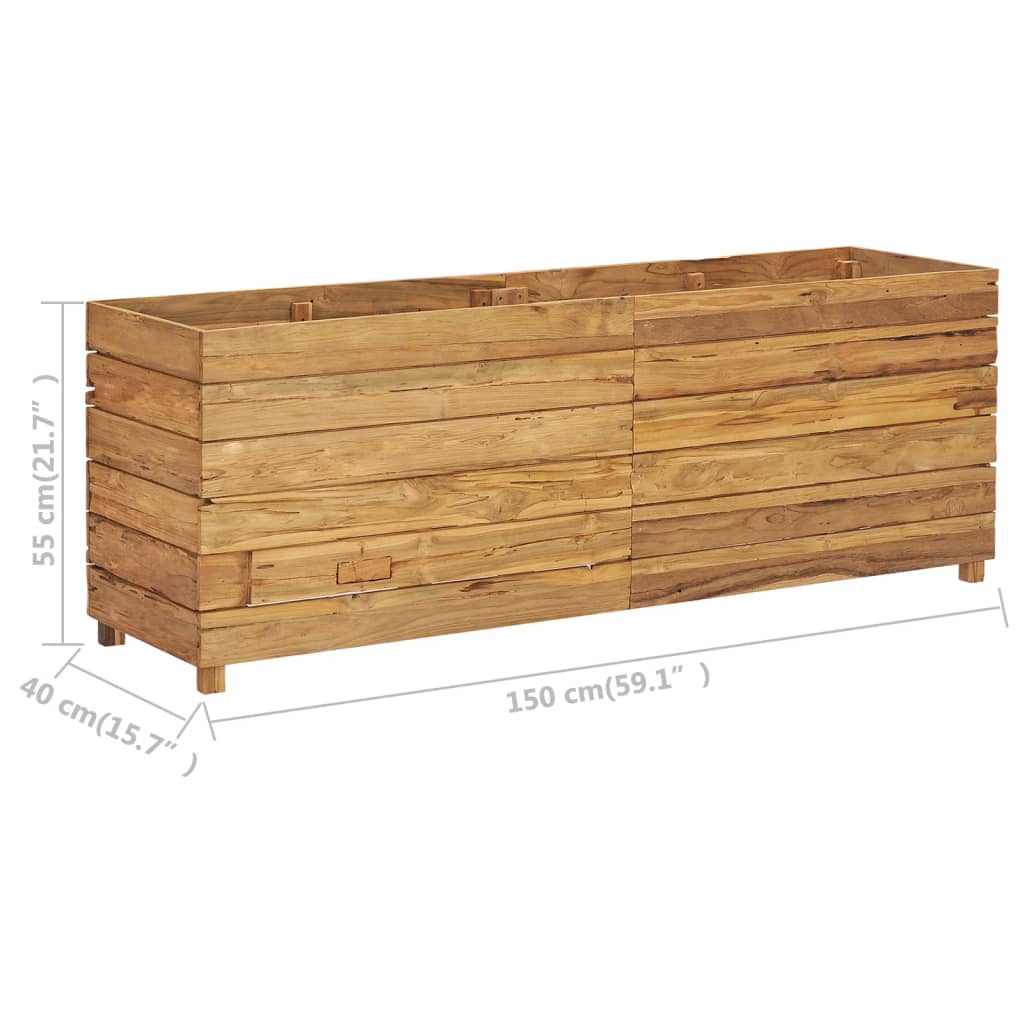 Raised Bed 150x40x55 cm Recycled Teak Wood and Steel