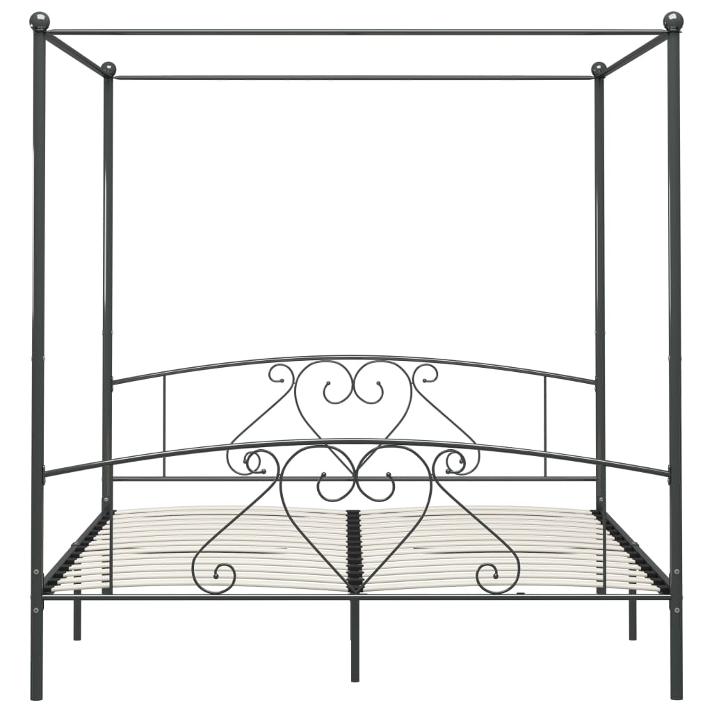 284446 vidaXL Canopy Bed Frame without Mattress Grey Metal 200x200 cm
