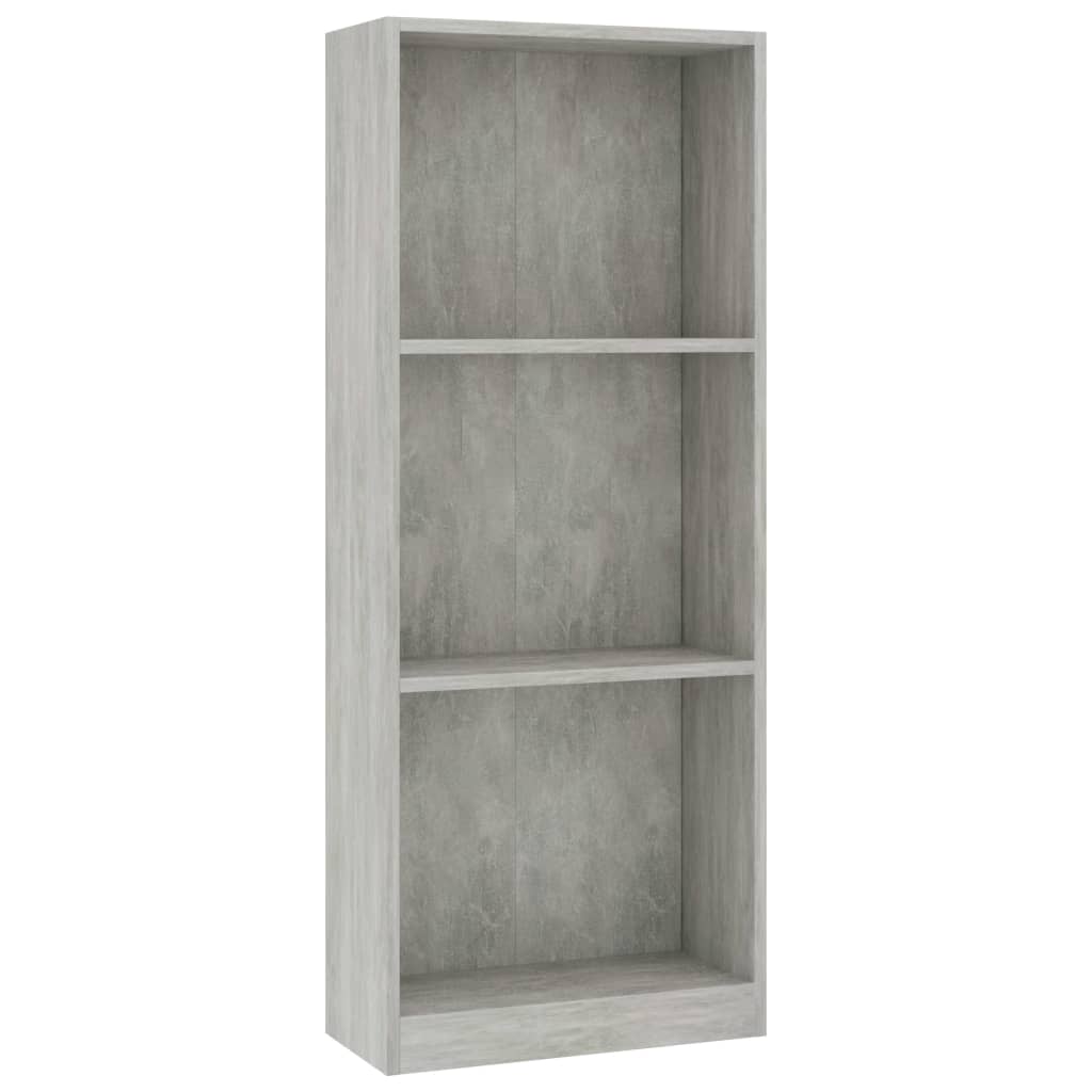 3-Tier Book Cabinet Concrete Grey 40x24x109 cm Engineered Wood