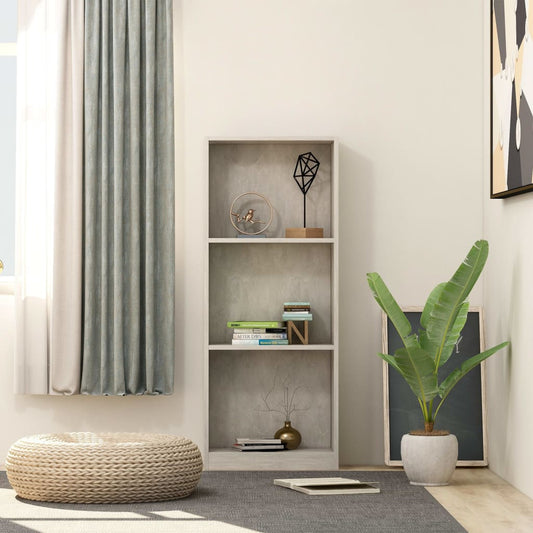 3-Tier Book Cabinet Concrete Grey 40x24x109 cm Engineered Wood