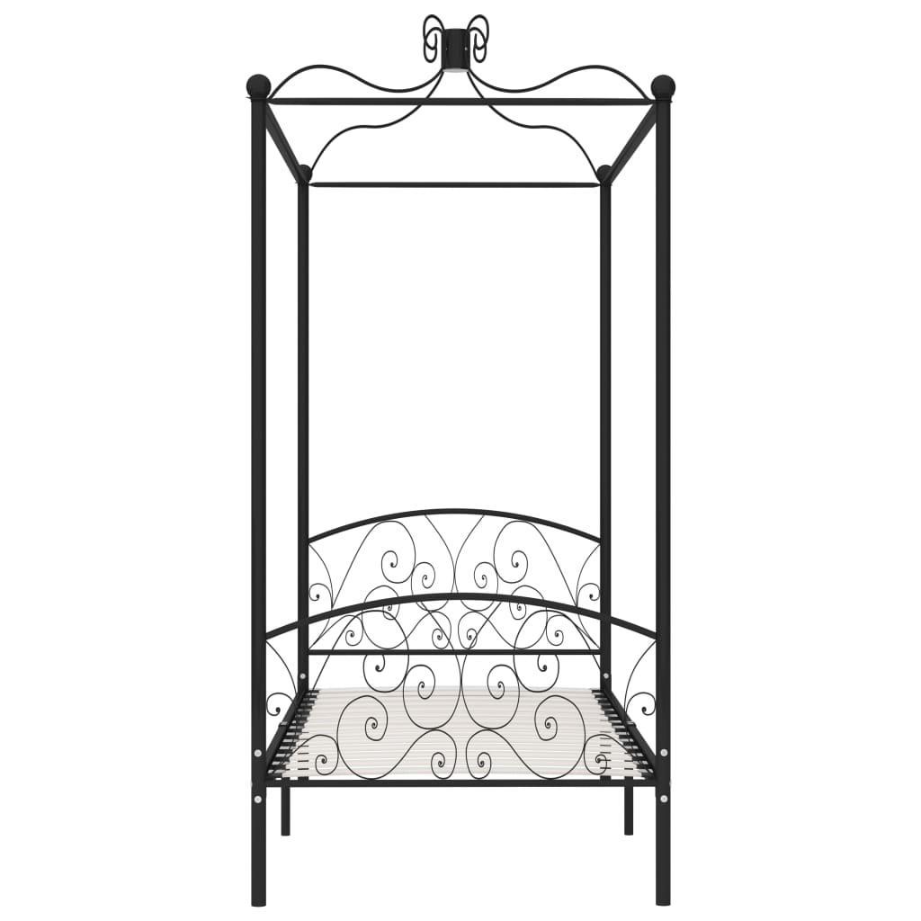 284475 vidaXL Canopy Bed Frame without Mattress Black Metal 100x200 cm