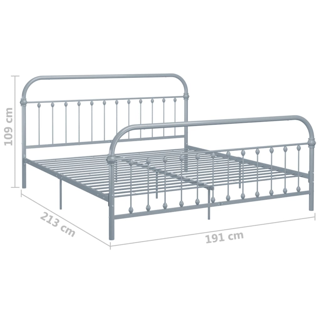 284509 vidaXL Bed Frame without Mattress Grey Metal 180x200 cm Super King