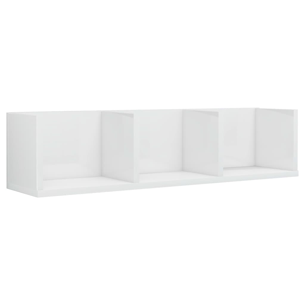 CD Wall Shelf High Gloss White 75x18x18 cm Engineered Wood