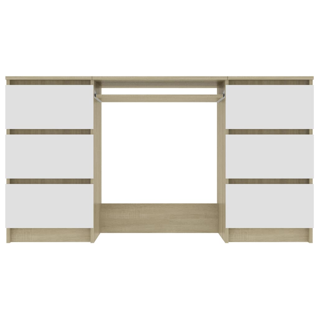 Writing Desk White and Sonoma Oak 140x50x77 cm Engineered Wood