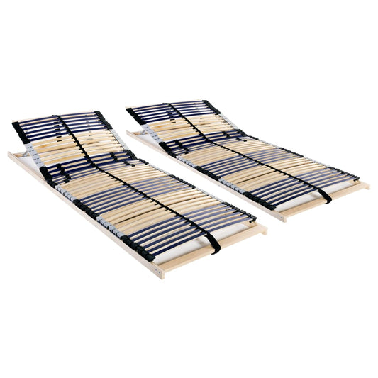 Slatted Bed Bases without Mattress 2 pcs with 42 Slats 80x200 cm