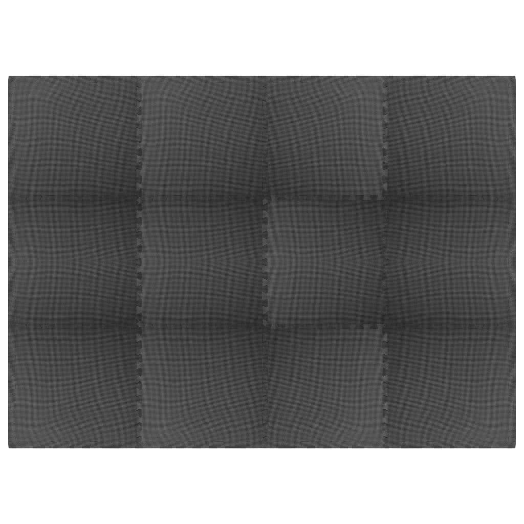 Floor Mats 12 pcs 4.32 ㎡ EVA Foam Black
