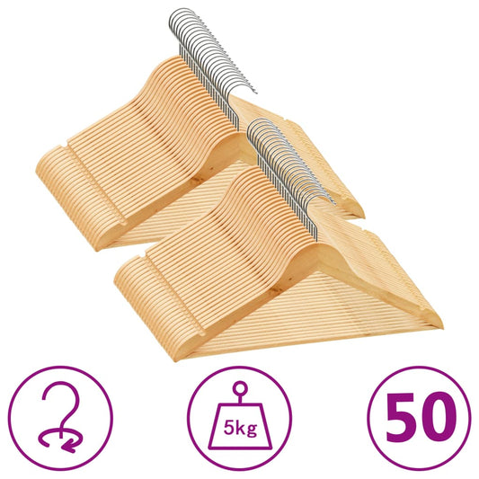 50 pcs Clothes Hanger Set Non-slip Hardwood