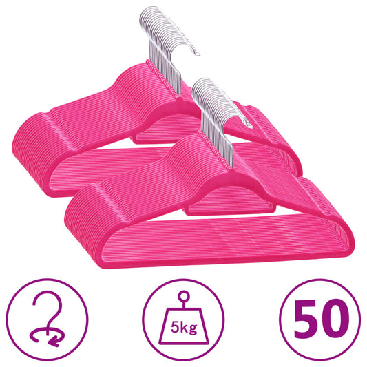 50 pcs Clothes Hanger Set Anti-slip Pink Velvet