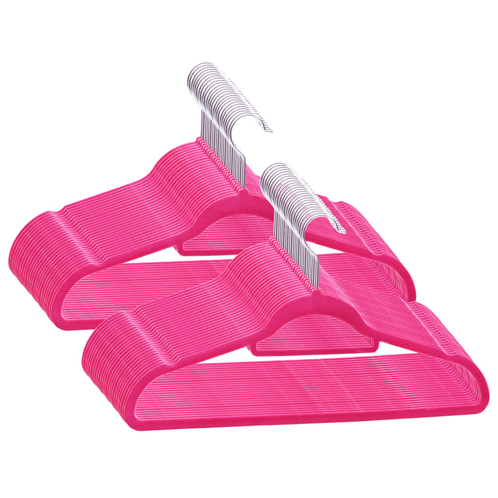 50 pcs Clothes Hanger Set Anti-slip Pink Velvet